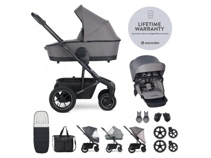 EASYWALKER Set XXL kočárek kombinovaný Harvey5 Air Pebble Grey s příslušenstvím