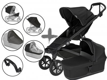 Kočárek Thule Urban Glide 4-wheel s korbou a příslušenstvím, Black