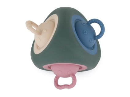 PETITE&MARS Hračka silikonová Pop Up Triangle Misty Green 10m+