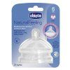 CHICCO Savička na láhev Natural Feeling silikon rychlý průtok 6m+ 2 ks