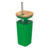 QUOKKA - Skleněný cestovní hrnek s brčkem Liquid Cube Green 540 ml