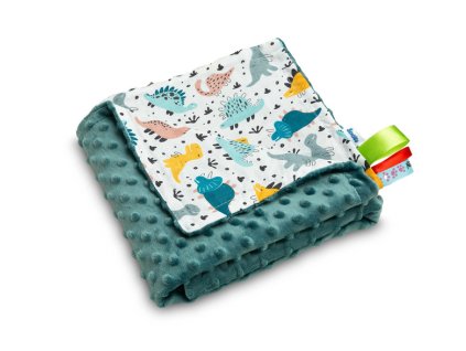 LEKKI KOCYK MINKY 75x100 SZMARAGDOWY DINOZAURY