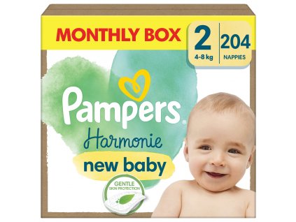 PAMPERS Pleny jednorázové Harmonie Baby vel. 2, 204 ks, 4kg-8kg