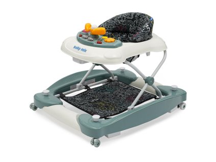 Dětské chodítko Mix s houpačkou a silikonovými kolečky, Zelený