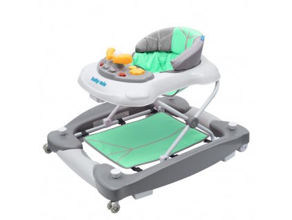 Dětské chodítko Mix s houpačkou a silikonovými kolečky, Mint