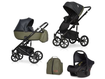 Riko Basic Ozon 02 Olive sada kočárku 3 v 1