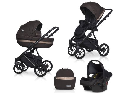 Riko Basic Delta 04 Čokoládová sada kočárku 3 v 1