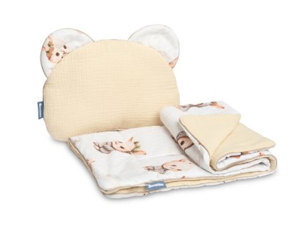 KOMPLET DO WÓZKA MUŚLIN KRÓLICZKI BEŻOWY