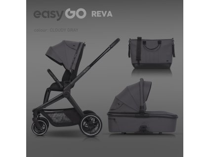 Kočárek EasyGo Reva 2 v 1 Oblačná šedá