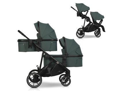 Wózek dziecięcy EasyGo Duoflex Sage Green 2 siedziska 2 gondole