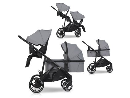 Wózek dziecięcy EasyGo Duoflex Cloudy Gray 2 siedziska 1 gondola