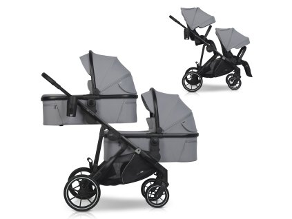 Wózek dziecięcy EasyGo Duoflex Cloudy Gray 2 siedziska 2 gondole