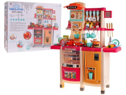 Kitchen Kitchenette with Light and Sound Function 65 pcs. Pink