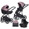 Riko Basic Pacco 02 Růžová sada kočárku 3 v 1