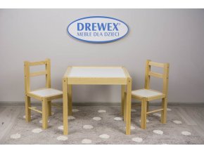 DREWEX Zestaw Stolik + 2 krzesełka białysosna