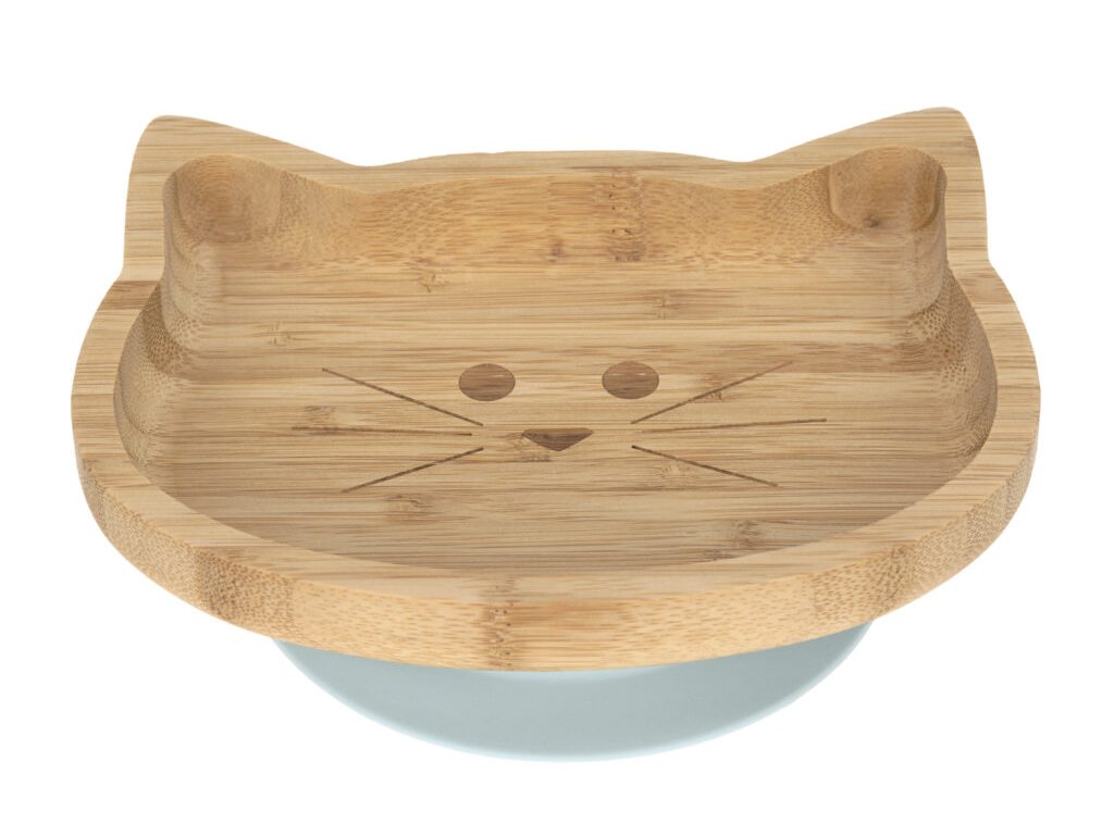 Lässig BABIES dětský talířek Platter Bamboo Wood Chums Cat
