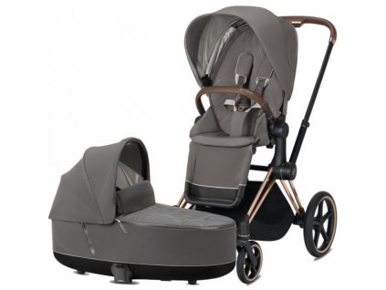 Kočárek Cybex Priam Rosegold Seat Pack 2021 včetně korby Soho Grey
