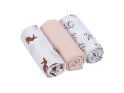 LÄSSIG BABIES bavlněné pleny LÄSSIG Swaddle Burp blanket 60x60 Little Forest rabbit