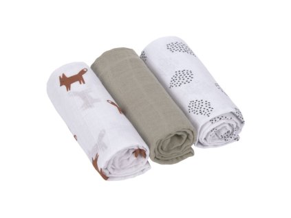 LÄSSIG BABIES bavlněné pleny LÄSSIG Swaddle Burp blanket 60x60 Little Forest fox