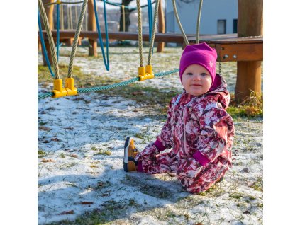 ESITO Dětská softshellová kombinéza s fleecem Flowers vel. 68 - 86 - fialová / 68 - 74