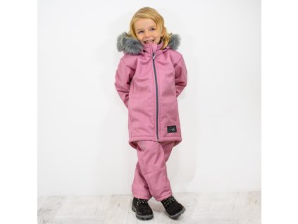 ESITO Dívčí zimní softshellový kabát s beránkem Antique pink - 98 / antique pink