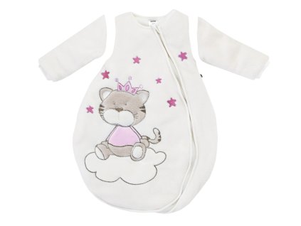 JACKY Spací pytel s výplní chlup NOS a odepínacími rukávky coral fleece, smetanová, holka (Velikost 86/92)