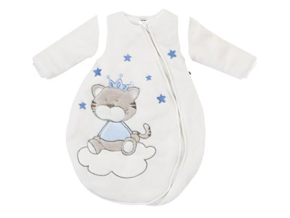 JACKY Spací pytel s výplní chlup NOS a odepínacími rukávky coral fleece, smetanová, kluk (Velikost 86/92)