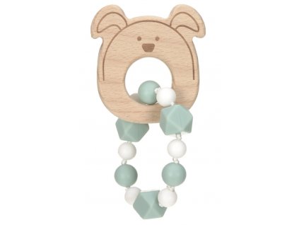 Lässig BABIES kousátko Teether Bracelet Wood/Silicone 2023 Little Chums dog