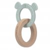 Lässig BABIES kousátko Teether Ring 2in1 Wood/Silicone 2023 Little Chums dog