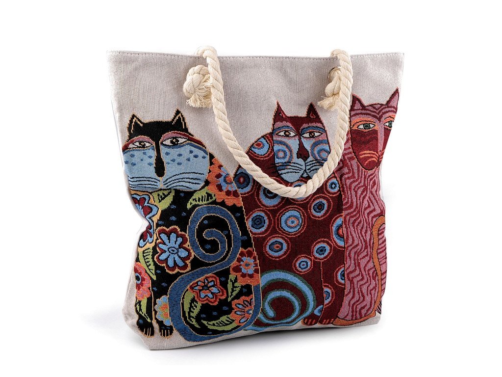 taška kabelka přes rameno kočka s kočkou kočičí s kočkami vyšívaná etno