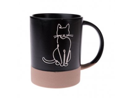keramický hrnek šálek hrneček kočka s kočkou kočičí s kočkami černá bílá