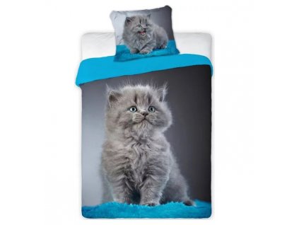 povlečení peřina povlak polštář kočka s kočkou kočičí s kočkami modrá siamská