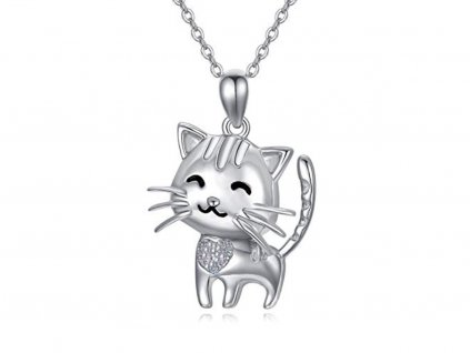 přívěsek náhrdelník kočka s kočkou kočičí s kočkami kotě zirkon chirurgická ocel