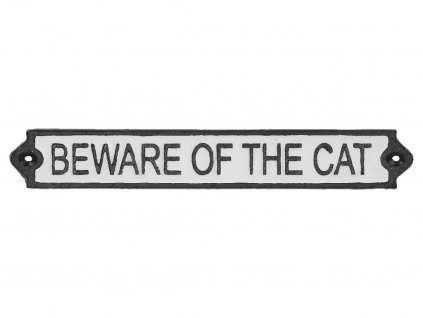 cedule litina kočka s kočkou kočičí beware of the cat