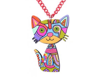 kočičí náhrdelník kočka barevný