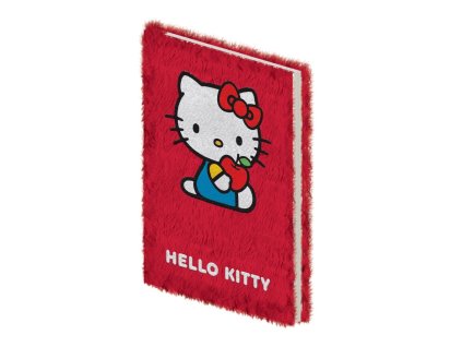 plyšový blok diář zápisník notes kočka s kočkou kočičí s kočkami hello kitty červený 1