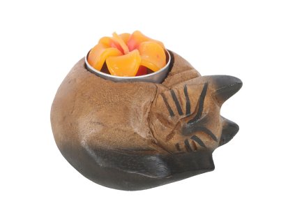 svícen držák svíčka kočka s kočkou kočičí s kočkami dřevěný