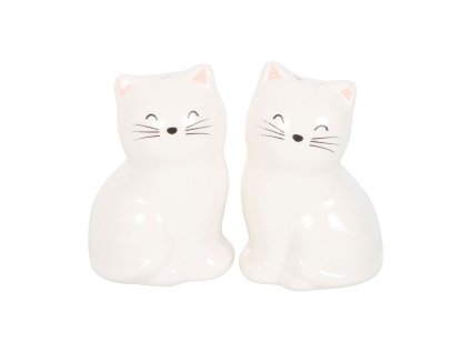 slánka a pepřenka solnička kočka s kočkou kočičí s kočkami keramická bílá 2