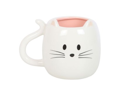 hrnek keramický kočka s kočkou kočičí s kočkami ocásek uši bílý 2