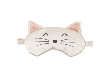 saténová maska spací kočka na spaní s kočkou kočičí s kočkami bílá 2