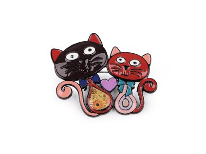 brož email špendlík kočka s kočkou kočičí s kočkami dvě kočky kotě černá červená