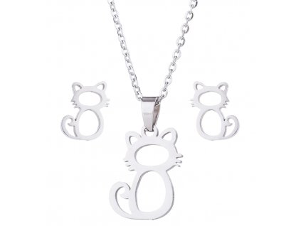 Set náušnice a náhrdelník kočka s ocáskem