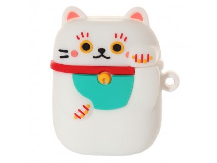 silikonové pouzdro na bezdrátová sluchátka kočka s kočkou kočičí maneki neko
