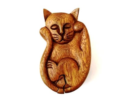 krabička puzzle kočka s kočkou kočičí dřevěná šperkovnice na šperky