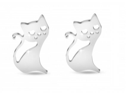 náušnice pecky kočka s kočkou kočičí s kočkami kotě chirurgická ocel 2