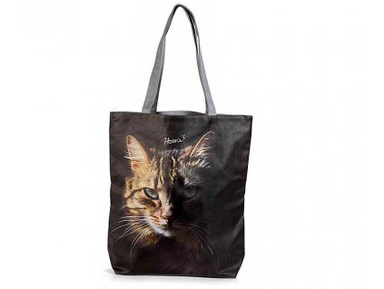 kabelka velká kočka s kočkou kočičí koženka černá mourovatá