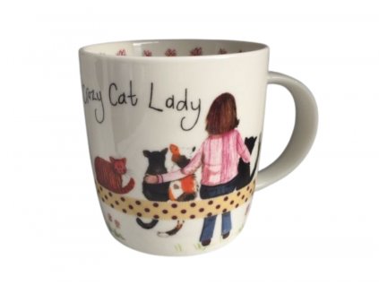 hrnek porcelán kočka s kočkou kočičí s kočkami crazy cat lady alex clark 2