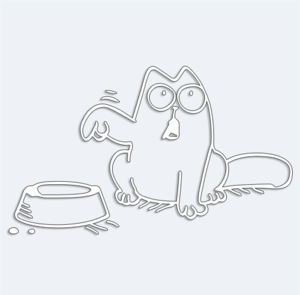 Samolepka na auto s hladovou kočkou Simon's Cat / Simons Cat - černá, bílá Barva: bílá (na tmavé auto)