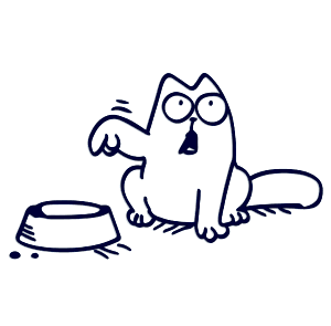 Samolepka na auto s hladovou kočkou Simon's Cat / Simons Cat - černá, bílá Barva: bílá (na tmavé auto)