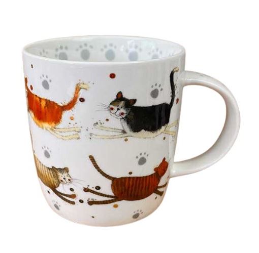 Porcelánový hrnek s malovanými kočkami - design Alex Clark
